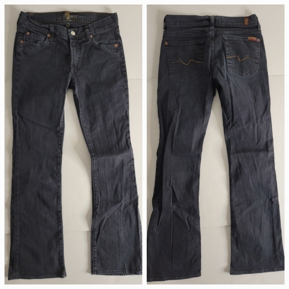 7 For All Mankind Sz 27x32 Bootcut Jeans Dark Wash Y2K 90s - Picture 1 of 8